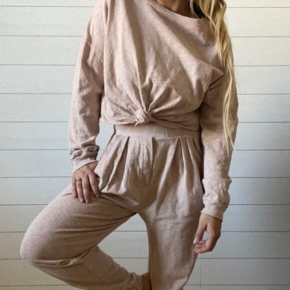 FREE PEOPLE Beach Sweatpants and Sweatshirt Set in Rose Pearl - Picture 3 of 14